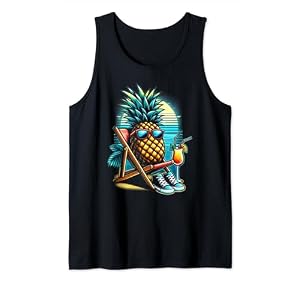 Fresco Piña Piña Colada Playa Diversión Camiseta sin Mangas