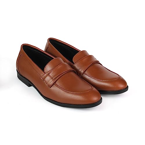Image of BRATVA 1008 Men's Loafers & Moccasins Shoes with Synthetic Leather Upper & Leather Lining in Colour Black /Brown /TAN for Men