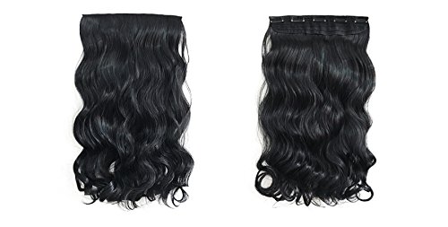 Mcoser Gorgeous Long Curly Clip-on Hair Extension Wigs Black