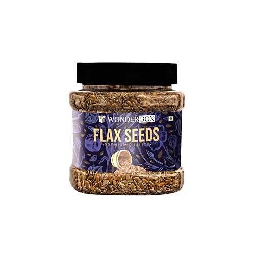 Image of WonderBox Organic Alsi Flaxseeds For Eating 300g | Omega-3 | Hair Growth | Rich in Fiber For Weight Management | Alsi Seeds | Diet Snack | Flax seeds (JAR PACK 300gm)