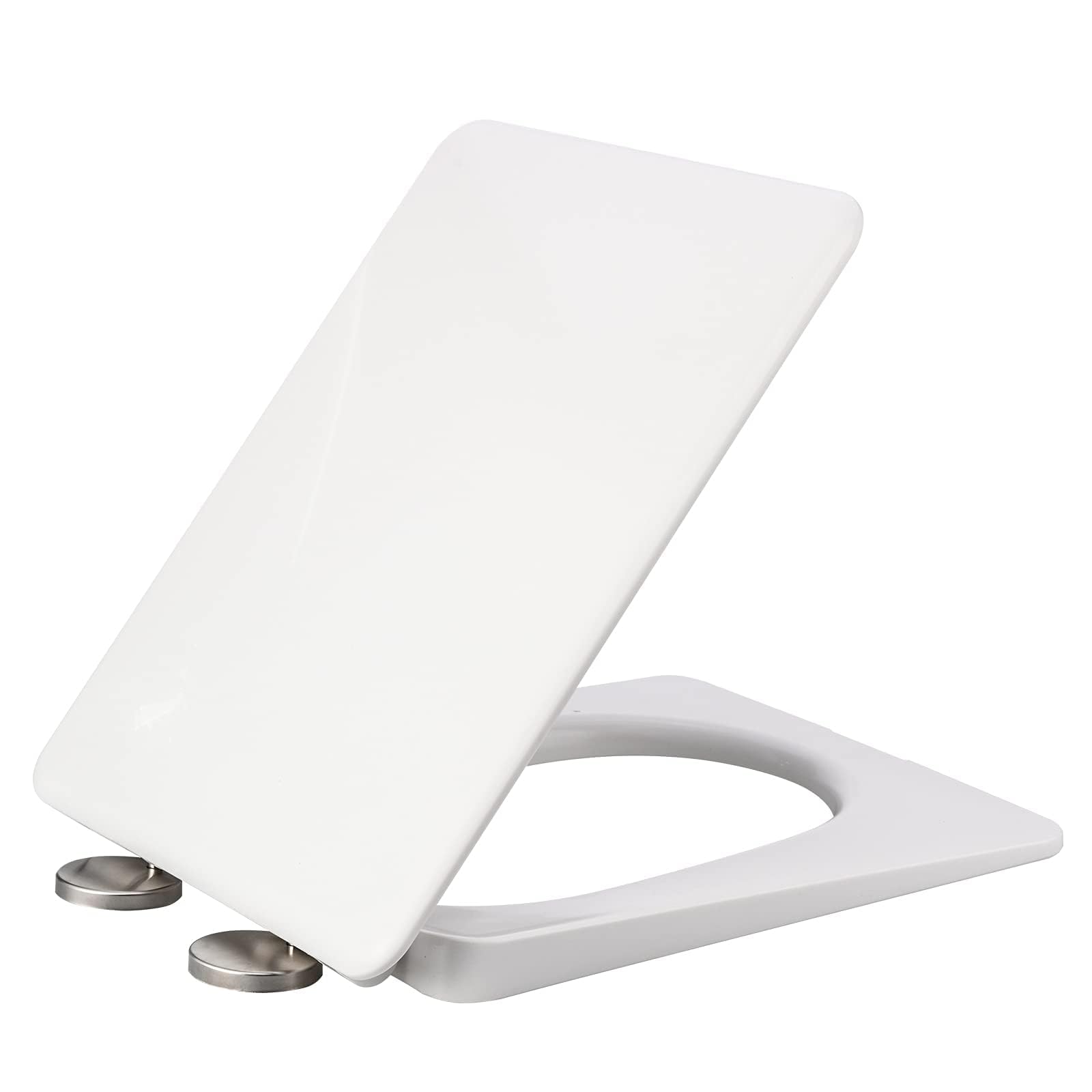 YUZGUHEY Square Toilet Seat with Cover, White, Slow Close, Quick-Release for Easy Cleaning. Rectangle,06A(06A)