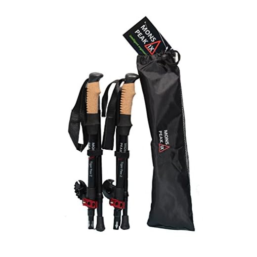Mons Peak IX Tiger Paw Z Trekking Poles (Z-135) for Hiking, Trekking, Walking, Snowshoeing - Cork Grip Folding, Collapsible, Adjustable and Lightweight Poles