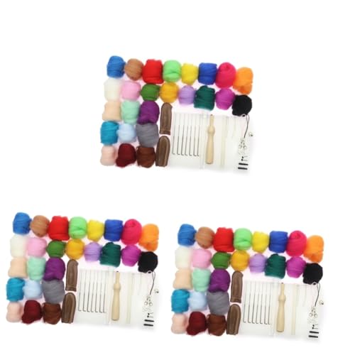 Operitacx 2 Sets Quality Wool Yarn Tool 25 Colors Felting Wool Kit Ideal for Needle Felting Projects