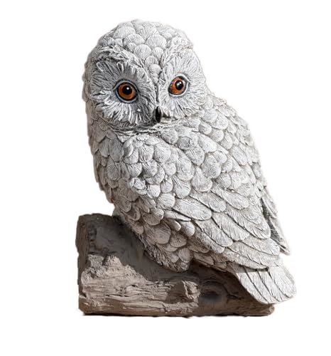 stoneandstyle Statuette hibou des neiges en pierre massive résistante au gel