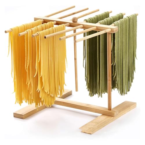 BDHI 1pc Convenient Foldable Pasta Drying Rack with 12 Bars & Wand - Easy Pasta Transfer and Storage Solution(Y303-1)