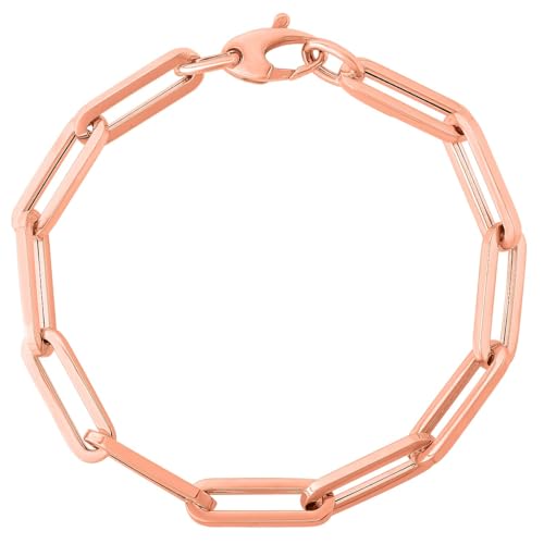 Floreo 14k Rose Gold Hollow Paperclip Link Chain Bracelet - 7.5 Inch