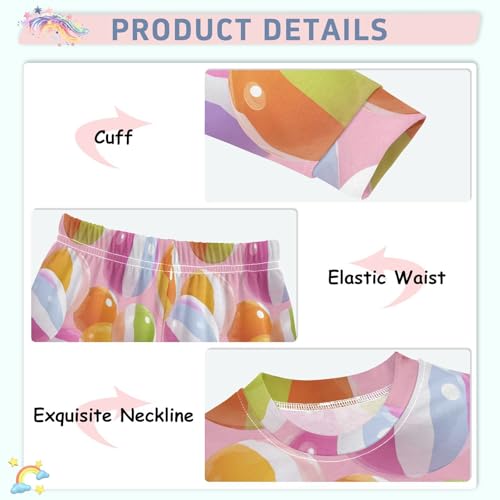 Pajama Sets Long Sleeve Colorful Beach Balls Pattern Soft Comfy Sleepwear 2 Piece PJS 3-8T4