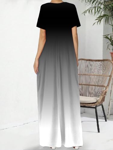 Image of Nimsruc Women Summer Long Dress Casual Sexy Short Sleeve Loose Maxi Dresses for Women 2025