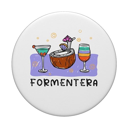 Formentera Ibiza Beach Vacation PopSockets Swappable PopGrip, Black - Image 3