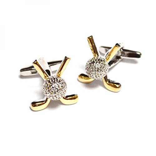 Mancuernillas para hombre Dos tonos Golf Clubs y Pelota miniatura 1