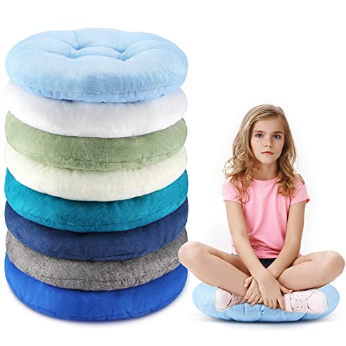 Fumete 8 Pcs 16 Inch Round Floor Cushions for Kids and Toddlers, Flexible Seating Classroom Furniture Floor Pillow for Home, Daycare, Preschool, Yoga and Meditation (Stylish)