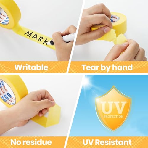 Image of ADHES Yellow Painters Tape Yellow Masking Tape, 0.7 inch x 55 Yards x 36 Rolls
