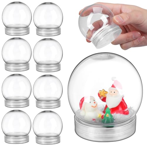 HANABASS 10 Stück DIY Schneekugel Bastelset Kunststoff Schneekugel mit abnehmbarem Deckel zum Befüllen Deko für Weihnachten Winter Festliche Tischdekoration (150 ml)