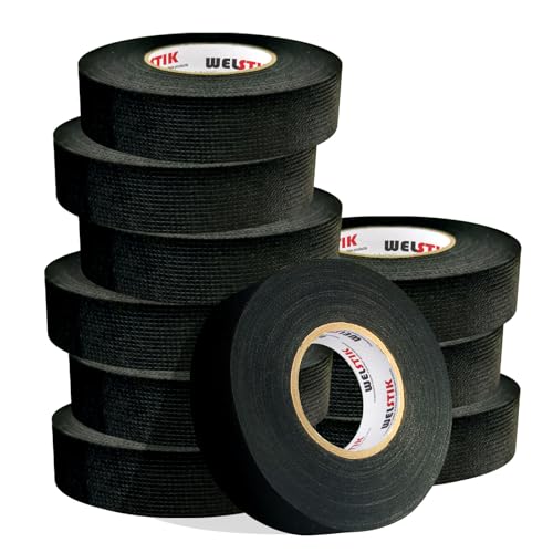 WELSTIK Kabelbaum Band 19mm*15m, 10 Pack- Premium-Gewebeband für elektrische Automobil, hervorragende Rauschunterdrückung und Kabel