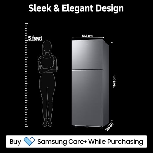 Image of Samsung 236 L, 3 Star, Convertible, Digital Inverter Frost Free Double Door Refrigerator (RT40H28U3THL, Silver, Refined Inox, 2026 Model)