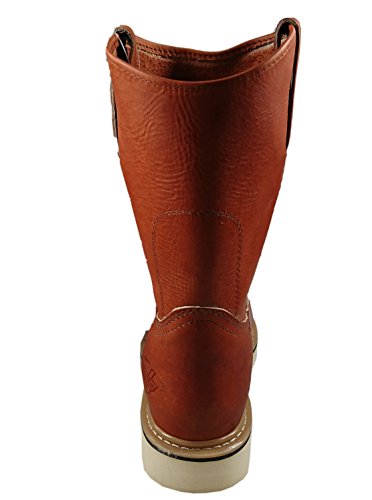 Men's Genuine Leather Work Boots Pull On Cowboy Honey and Black3