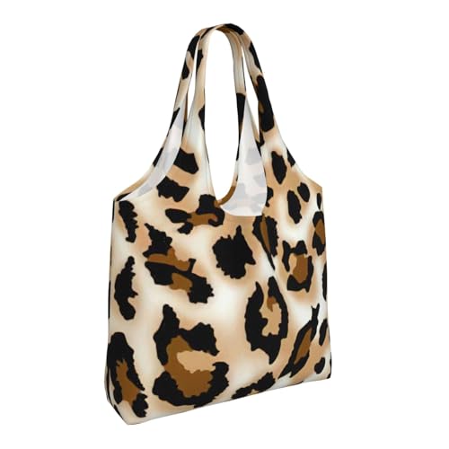 Leopard Print Aesthetic Canvas Tote Bag - Reusable Shoulder Tote Bag For Women Lady Casual Vacation, Shopping, Work, Gym2