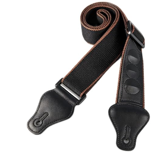 Image of WOGOD Guitar Strap - Acoustic Electric Guitar Straps ,Bass Guitar Strap with 3 Guitar Picks Holder Ends, Guitar Strap With3 Pick Holder-black, Long