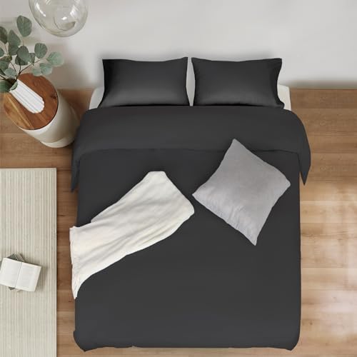Image of Mejoroom Black Duvet Cover Full - Bedding Sets Full - Soft and Breathable Comforter Cover with Zipper Closure, 3Pieces, 1 Duvet Cover (80x90) and 2 Pillow Cases(20x26)