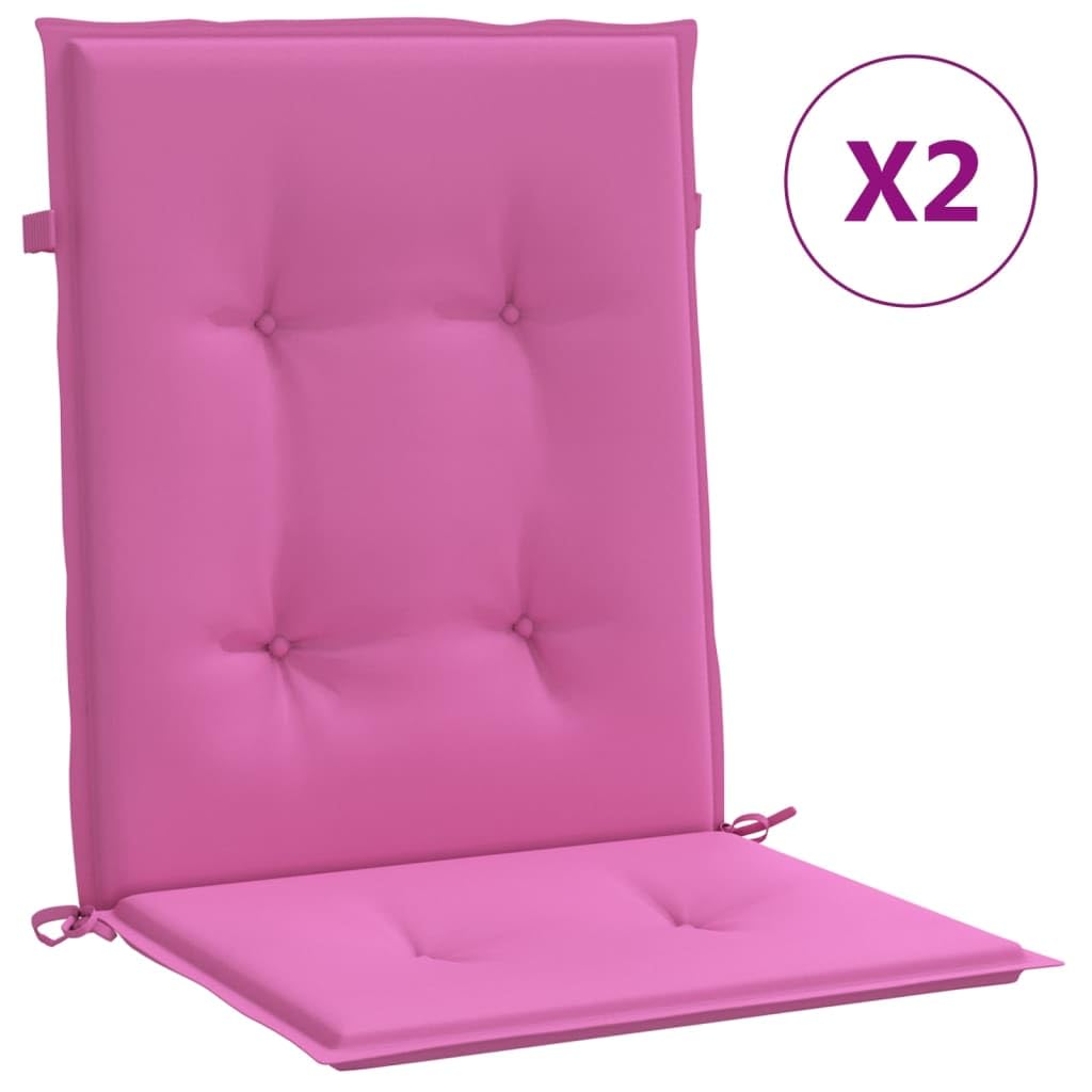 Set di 2 cuscini per sedia a schienale basso, 100 x 50 x 4 cm, in 100% poliestere, con fibra di schiuma, antiscivolo, per sedie da giardino, balcone e terrazza, colore rosa