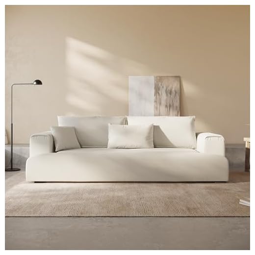 Acanva Modern Minimalist Sofa with Extra Deep Seats for Living Room, Bedroom and Lounge, Wool-Like T-Shape Couch