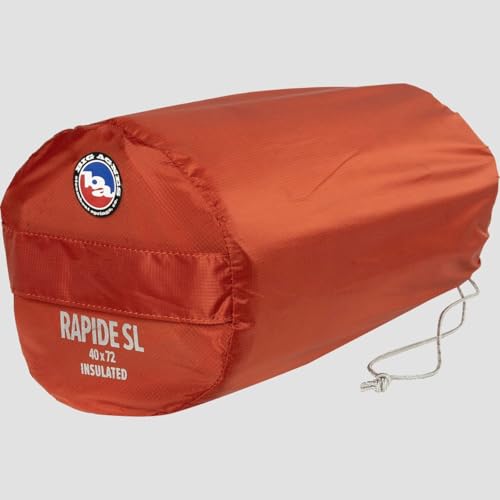 Image of Big Agnes Rapide SL - Insulated Sleeping Pad, Ultralight, All Season Compact Backpacking and Hiking, Pumphouse Sack Included, Orange, 40X72 Double Wide