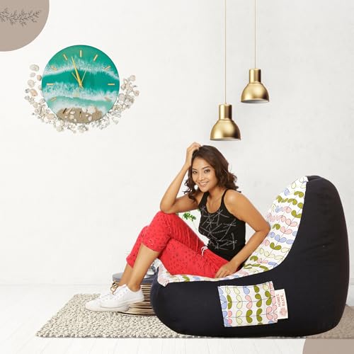 Image of Style Homez Urban Design Denim Canvas Abstract Printed Bean Bag XXL Size Filled with Beans Fillers