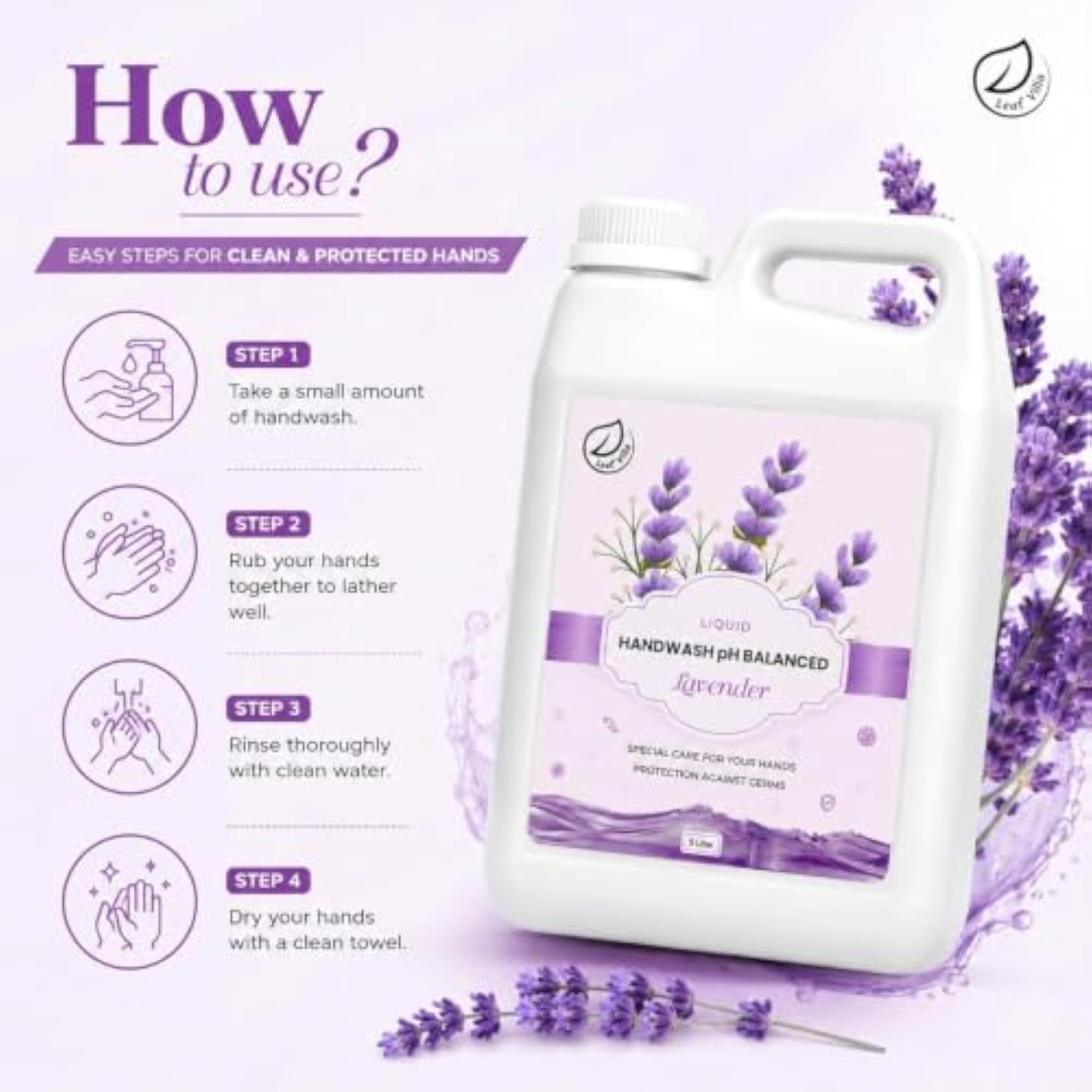 Lavender Liquid Handwash pH Balanced 5 Litre, Pack of 2