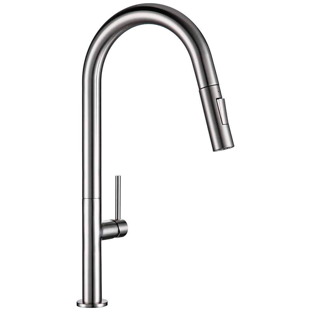 Mitigeur cuisine en laiton et acier inoxydable noir brossé, robinet haut de gamme orientable