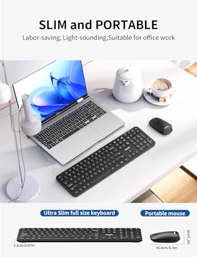 Image of Philips Wireless Keyboard and Mouse Combo,2.4G 2 in 1 Receiver Cordless Full Size Keyboard and Mice,Ultra Slim and Quiet Keyboard & Ergonomic Mice for Windows XP /7 /8 /10,Mac OS X10.4 or Higher-Black