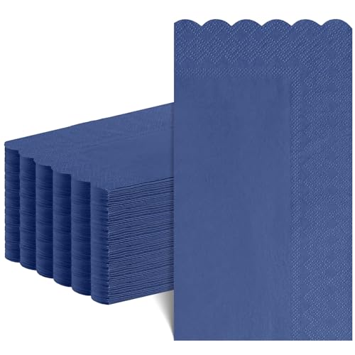 NatNarr 60 Pcs Navy Blue Scalloped Napkins 2 Ply Blue Graduation Napkins