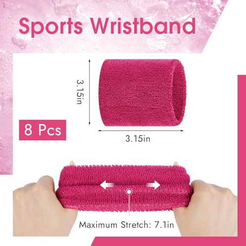 Image of 8 Pack Wrist Sweat Bands for Men Women, Absorbent Sports Wristband