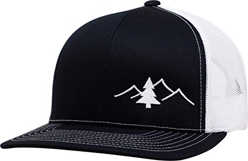 Image of LINDO Trucker Hat [ Great Outdoors Design ] for Men and Women: Mid Profile Cap with Breathable Mesh Back and Adjustable Snap