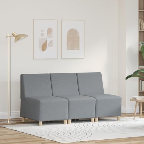 Tidyard Sillón Sofá Gris Claro 55 cm Tela 3 pcs Gris Claro