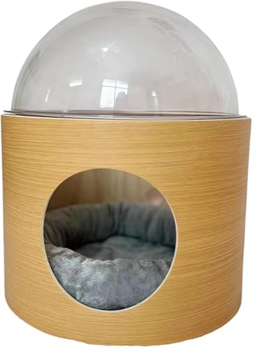 CokBlu透明カプセル型 ドーム型ペットベッド|床置き設計 スタイリッシュ外観 オールシーズン対応 ペットの安らぎ空間