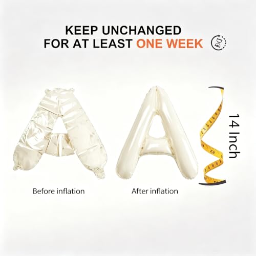 Image of Cream Foil Letter Balloons, 52 Pcs Alphabet Balloon Kit for Party Banner | Individually packed for easy sorting; equipped with hand pump for fast inflation, fully inflated state lasts multiple days
