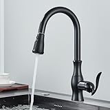 SBCGFY Küchenarmatur Mit Ausziehbrause In Mattschwarz – Deckmontage, 2-Funktions-Brausekopf, Drehbarer Mischer, Moderne Spültischarmatur Für Die Küchenmodernisierung, Mattschwarz