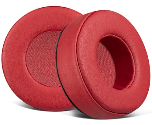 Image of SOULWIT Earpads Replacement for Skullcandy Hesh & Hesh 2 Wireless Over-Ear Headphones, Ear Pads Cushions with Soft Protein Leather, Noise Isolation Foam - Red