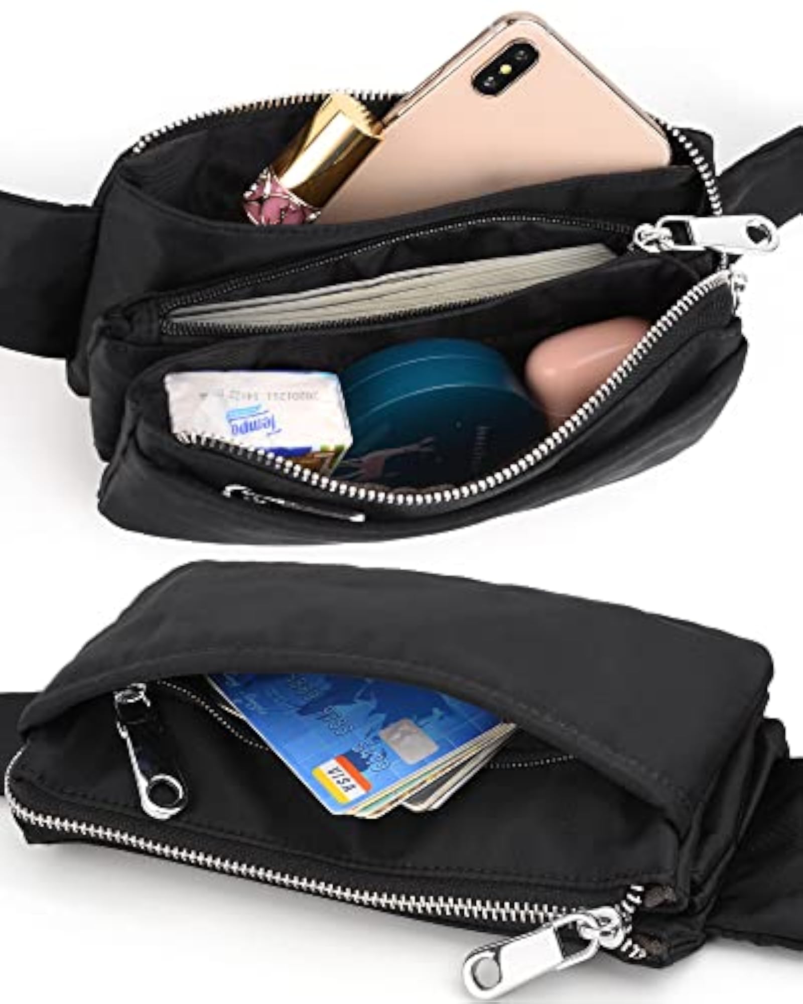 Women's Waterproof Nylon Fanny Pack, Slim Lightweight