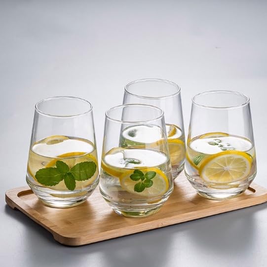 Image of Premium Juice Glasses 450 ML Drinking Glasses, Highball Lead-Free Glasses, Tumblers for Water, Juice, Beer, Cocktail and Mixed Drinks - 2 Pieces, Transparent (Juice Glasses, 2 Count)