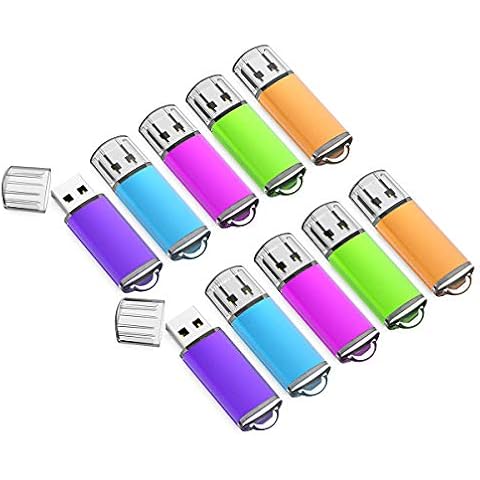 K&ZZ 16GB Flash Drive 10 Pack 16 GB USB Flash Drives Thumb Drive USB Stick 16G Memory Stick USB Drive USB 2.0 Pen Drive, Multicolored Cover