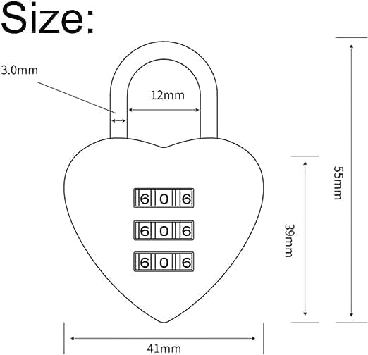 Image of 2Pcs Pink Love Heart Shape Combination Padlock for Girls Women, Mini 3-Digit Password Resettable Code Locker Lock for School Pink Combination Locks Padlocks and Hasps