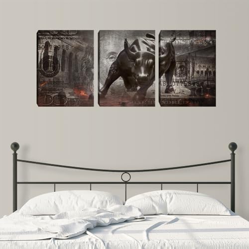 Yetaryy 3P-NEWBULL-S Motivational Wall Art Canvas Print Bull Office Decor 3 Pieces Inspirational Framed Prints Entrepreneur Quotes Decoration Framed Ready To Hang thumb #5