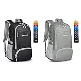 ZOMAKE 30L Packable Backpacks Foldable Hiking Daypack Water Resistant Travel Backpack Bundle(Black and Sliver Grey)