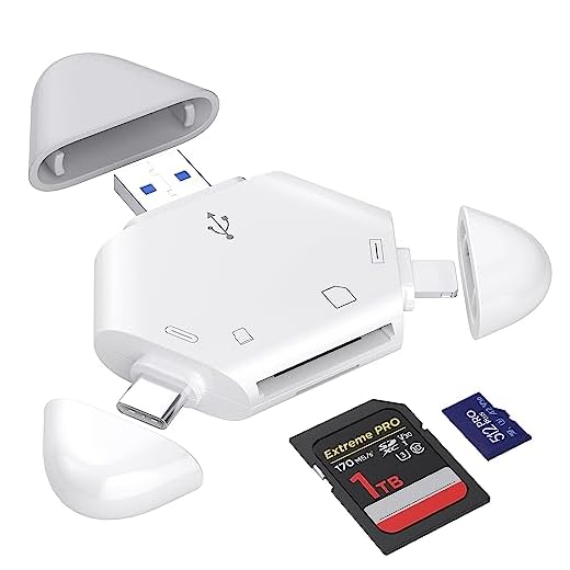 TIANSONG SD Card Reader for iPhone, Triangle USB Type C Memory Card Reader for iPhone 15/iPad USB to SD Card Adapter Supports SD/Tf Card Trail Game Camera Viewer for MacBook Pro/Air No App Required