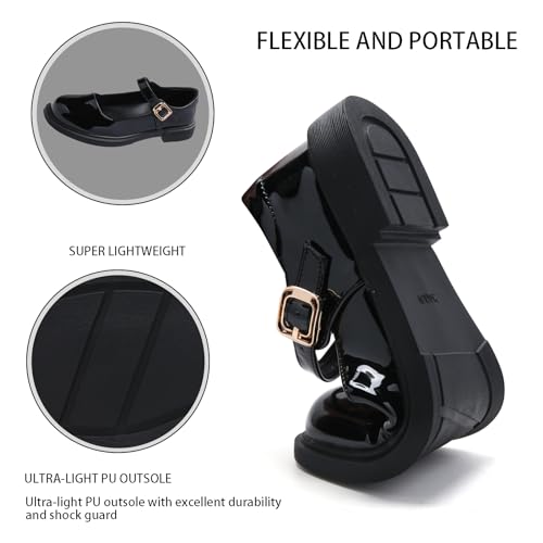 UZB Mary Jane Shoes Womens Flats Shoes Round Toe Ankle Strap Dress Ballet Shoes3