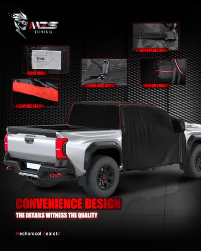 Image of MZS Truck Cab Cover Compatible with Tacoma Double Cab 2014-2026, 600D Outdoor Waterproof Tacoma Half Cover with Driver Door Zipper Windproof Sun UV Snow Rain All Weather Protection