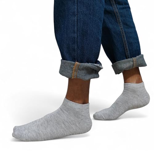 Image of Ankle Socks for Men & Women (Unisex) - Made with Soft, Breathable & Durable Cotton, Anti Odour, Multicoloured - Free Size - Pack of 5 - suitable for Sports, Gym and Daily use