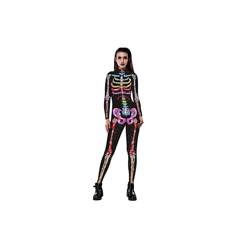 Honeystore-Womens-Skeleton-Print-Jumpsuit-Costume-3D-Stretch-Bodysuit-Cosplay