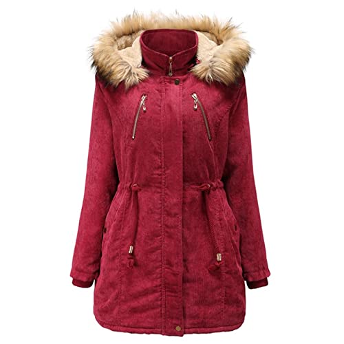 Chemise longue polaire femme rouge L avec capuche et poches